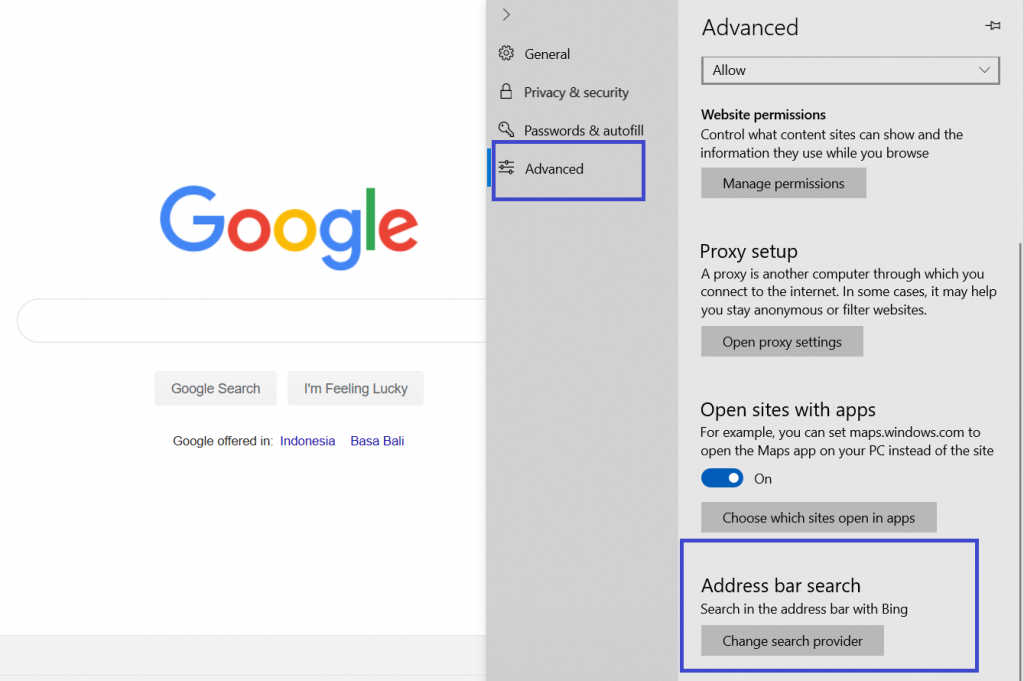 Mengganti Default Search Engine Di Microsoft Edge Dari Bing Ke Google